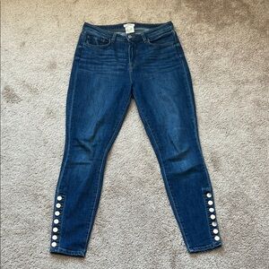 L'AGENCE Piper High-Rise Skinny jeans with button hem detail